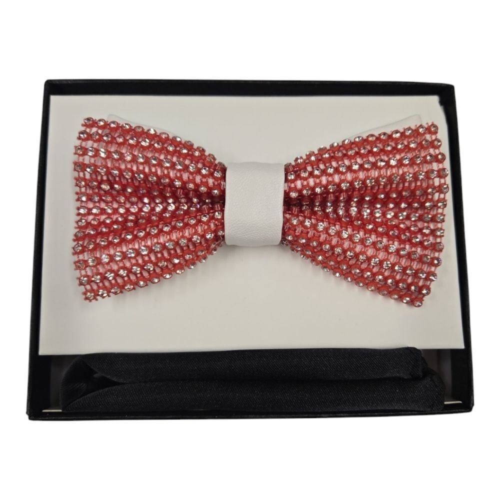 MEN'S MULTI-COLOR GLITTER RHINESTONE BOW TIE & POCKET SQUARE BY EJ SAMUEL SBT50